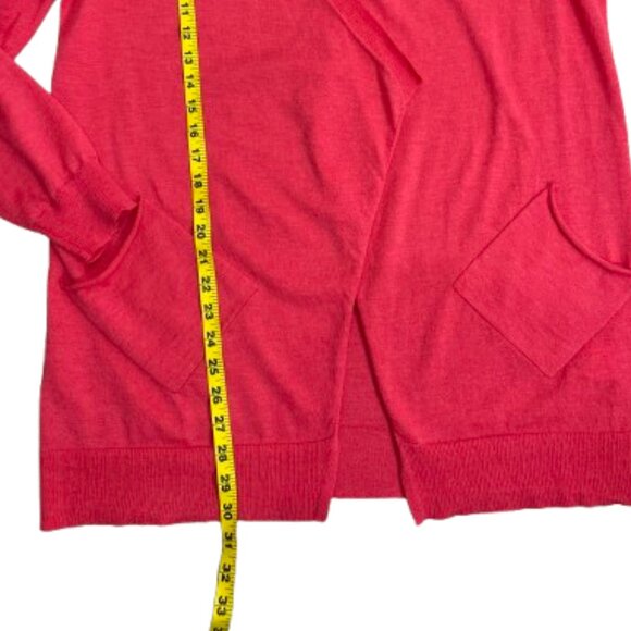 Eileen Fisher Wool Open Front Red Berry Cardigan Size L With Flaw - Picture 8 of 9